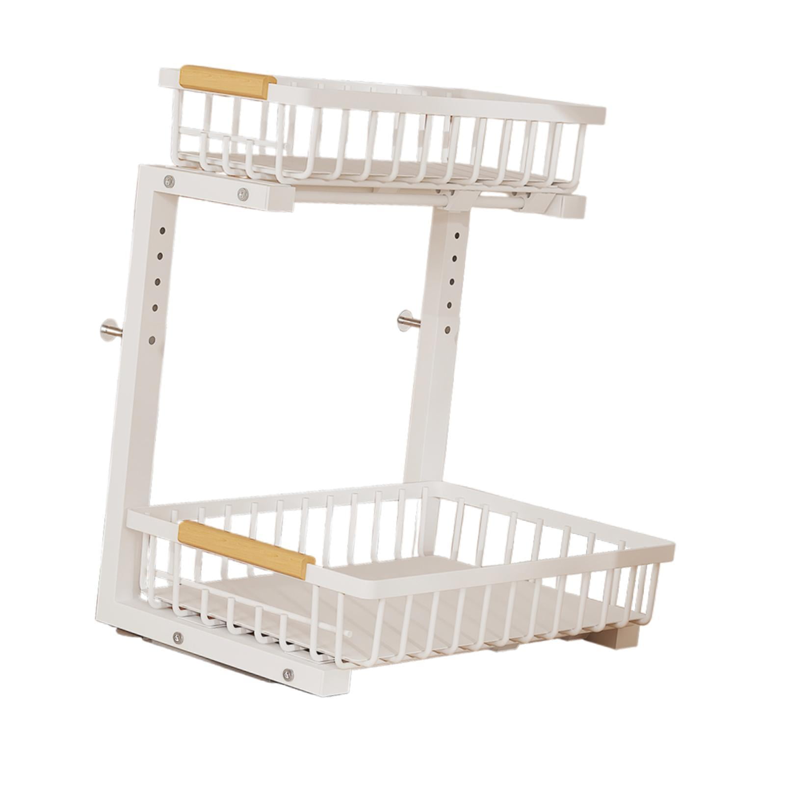 Fiocias Under Sink Organizer Office Storage Rack Bathroom Pull Out Cabinet Organizer White 1