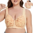 thumbnail image 5 of KHONTS Daisy Front Snap Closure Push up Bras for Women Wireless Plus Size Supportive Lifting Gathering Bra Soft Comfy Breathable Bralettes Beige 85E, 5 of 9