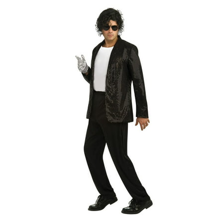 Deluxe Michael Jackson Jacket Adult Costume Billie Jean Jacket (Black Sequin) - Large