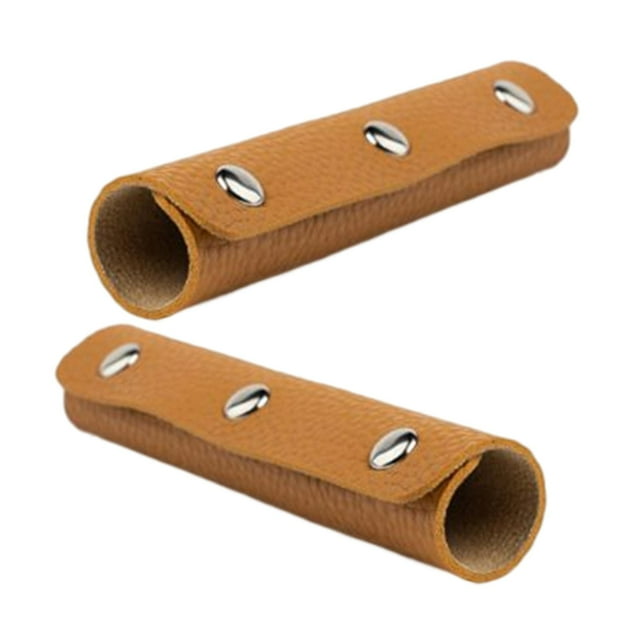 2x Handbag Handle Leather Bag Wrap Covers with Buttons Handle Protectors Multipurpose Replacement Wallet Handle Wraps for Password Box Tote Bag Orange