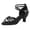 Black, variant on Womens Latin Dance Shoes Satin Ballroom Salsa Dance Shoes Ankle Strap Kitten Heel Practice Performance Dance Shoes