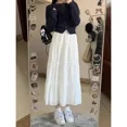thumbnail image 5 of Falda acampanada de talle alto que adelgaza para mujer, talla grande, largo medio, estilo coreano en forma de pera, falda blanca de verano, 5 of 5
