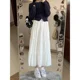 thumbnail image 5 of Falda acampanada de talle alto que adelgaza para mujer, talla grande, largo medio, estilo coreano en forma de pera, falda blanca de verano, 5 of 5