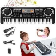 Wallfire 61 Key Keyboard Piano,Digital Music Electronic Keyboard Electric Piano Musical Instrument Kids Learning Keyboard with Microphone For Beginners Kids Girls Boys,Black