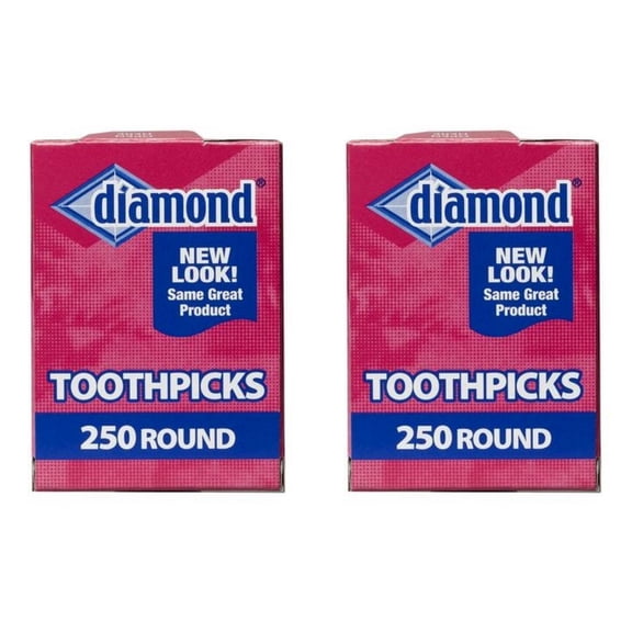 Diamond Toothpicks, Round, 250 Ct - Pack of 2