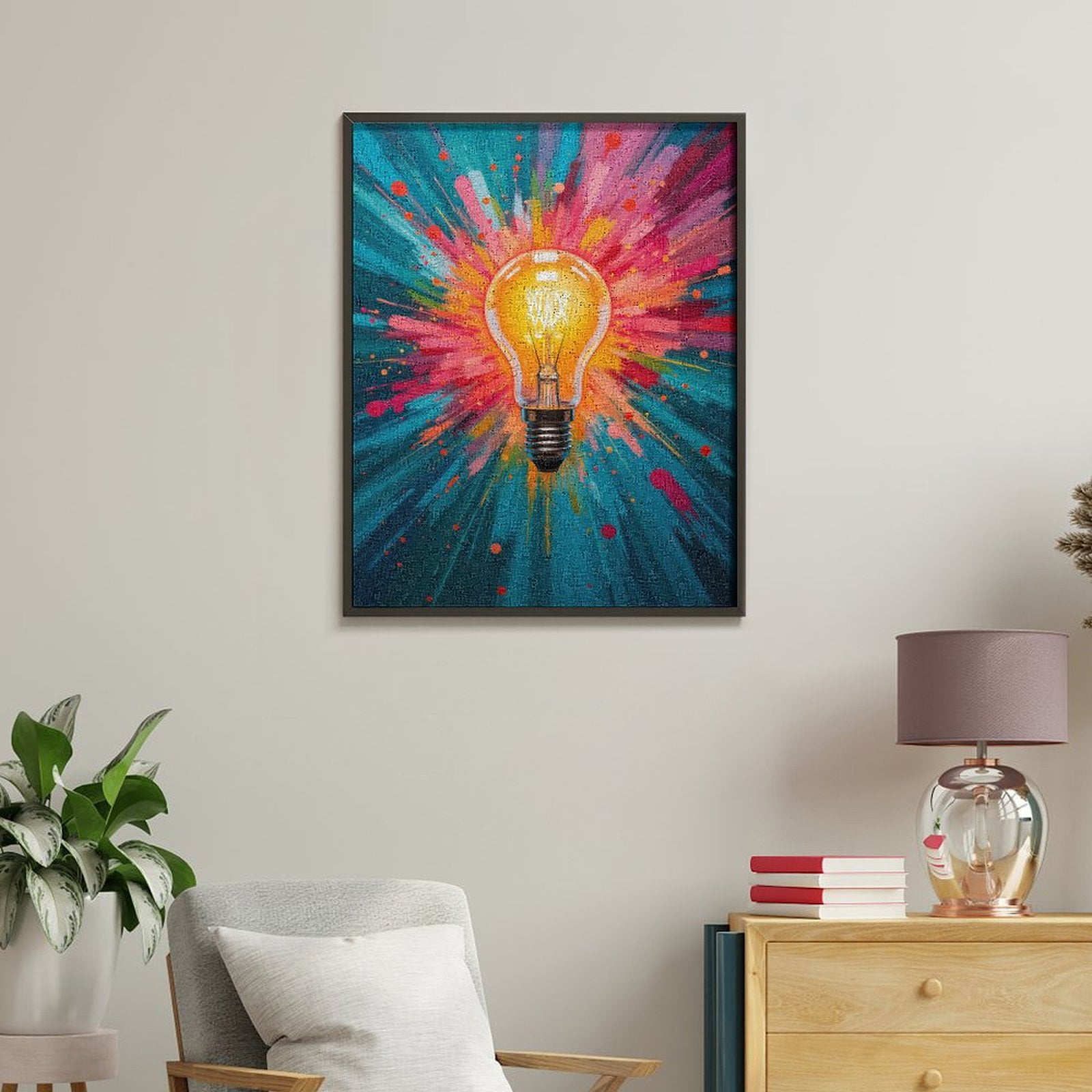 Paint By Numbers Kit for Adults Beginner - DIY Light Bulb Colorful Explosion Art Canvas Painting Kits for Adults, Frameless Paint By Number for Adults for Home Wall Decor 16x20 Inch