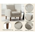 thumbnail image 4 of Farmhouse Striped Accent Chairs for Living Room Set of 2, Linen Fabric Modern Comfy Armchairs with Cushion, Upholstered Striped Reading Chairs for Bedroom Couch Chair with Wood Legs, Khaki, 4 of 7