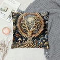 thumbnail image 2 of Nawypu  Boho Art Throw Pillow Cushion Cover, Occult Sun Waves Night and Day Mushrooms Moon Skull Secrets of World, Decorative Square Accent Pillow Case, Blue Violet Pale Brown, 2 of 5