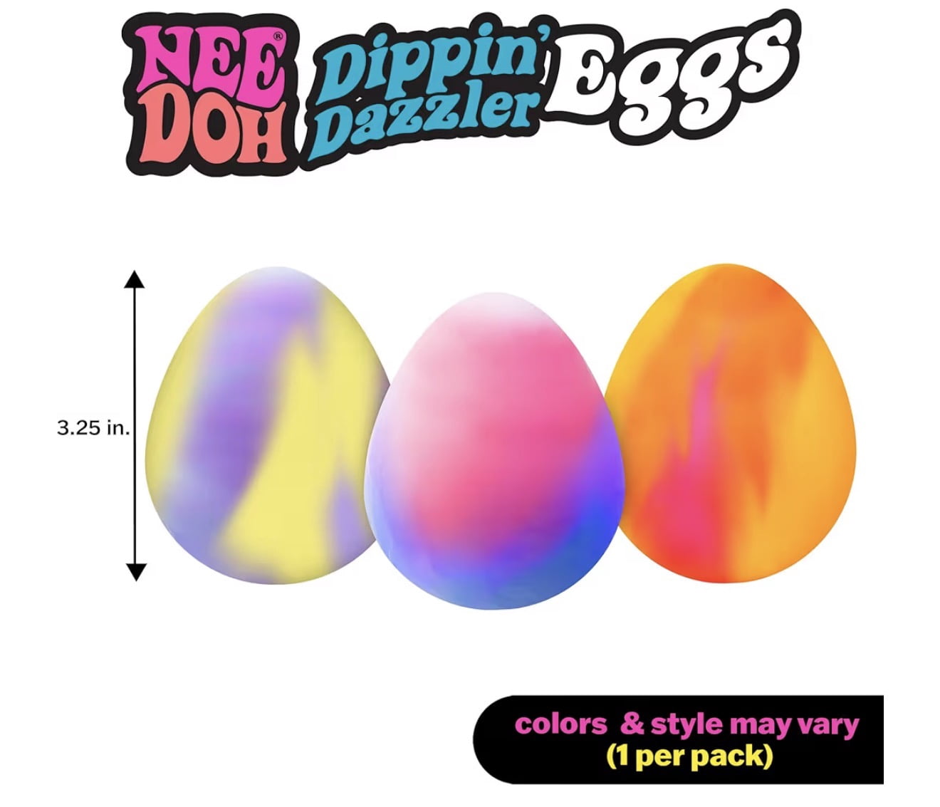 ‌Schylling Needoh Dippin Dazzler - Sensory Squeeze Egg , Changes Color , 1 CHOSEN AT random
