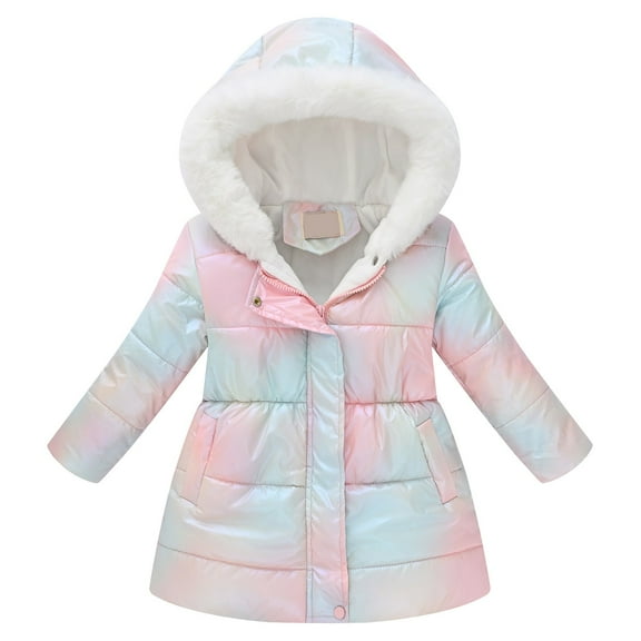 Povozer Girl's Winter Parka Coat Long Waterproof Warm Fleece Puffer Jacket(Pink,7-8Y)