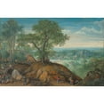 thumbnail image 2 of Lucas van Valckenborch 18x13 Black Ornate Wood Framed Double Matted Museum Art Print Titled - An Extensive Landscape with Plundering Soldiers (1577), 2 of 5