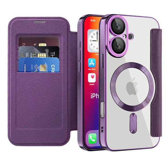 Funda tipo billetera magnética Dteck para iPhone 16 de 6,1"