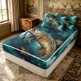 thumbnail image 2 of Erosebridal Teal Rustic Pike Fish Zipper Twin Comforter Sets with Fitted Sheet and 2 Pillowcases for Boys Men, Farmhouse Ocean Wave Zipper Bedding Set, Navy Reversible, 4pcs, 2 of 7