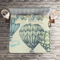 thumbnail image 2 of Ambesonne Vintage Quilted Coverlet 3 Pcs, Air Balloons in Sky, Queen Size, Green Blue, 2 of 2