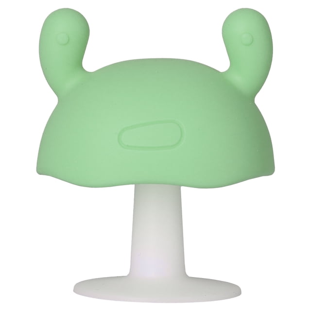Juguete de dentición para bebés con forma de hongo de silicona de grado alimenticio para bebés mayores de 4 meses, verde