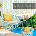 thumbnail image 6 of Costway Hanging Hammock Chair Macrame Swing Handwoven Cotton Backrest Garden Turquoise, 6 of 12