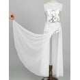 thumbnail image 5 of Yartina Girls Sequins Lyrical Dance Dress Ballet Gymnastics Tutu Dress Leotard Latin Jazz Modern White 10, 5 of 7