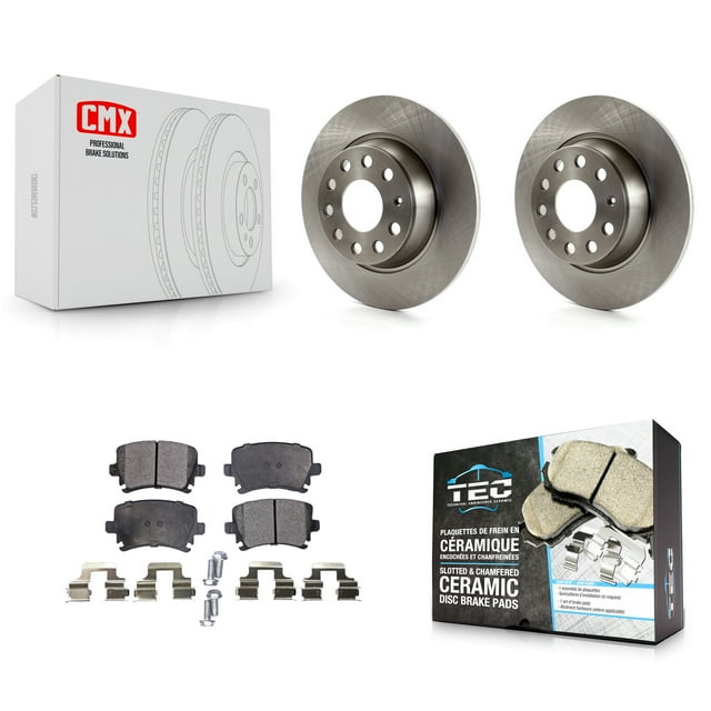 Transit Auto Rear Disc Brake Rotors and Ceramic Pads Kit for Car Volkswagen Jetta GTI Passat Eos Audi A3 Quattro K8T-102015