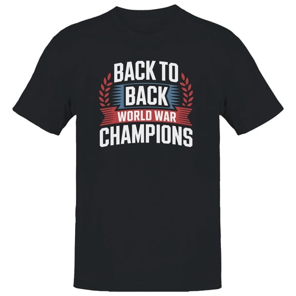 Smartprints Back to Back World War Champions Men's T-shirt, Black, S