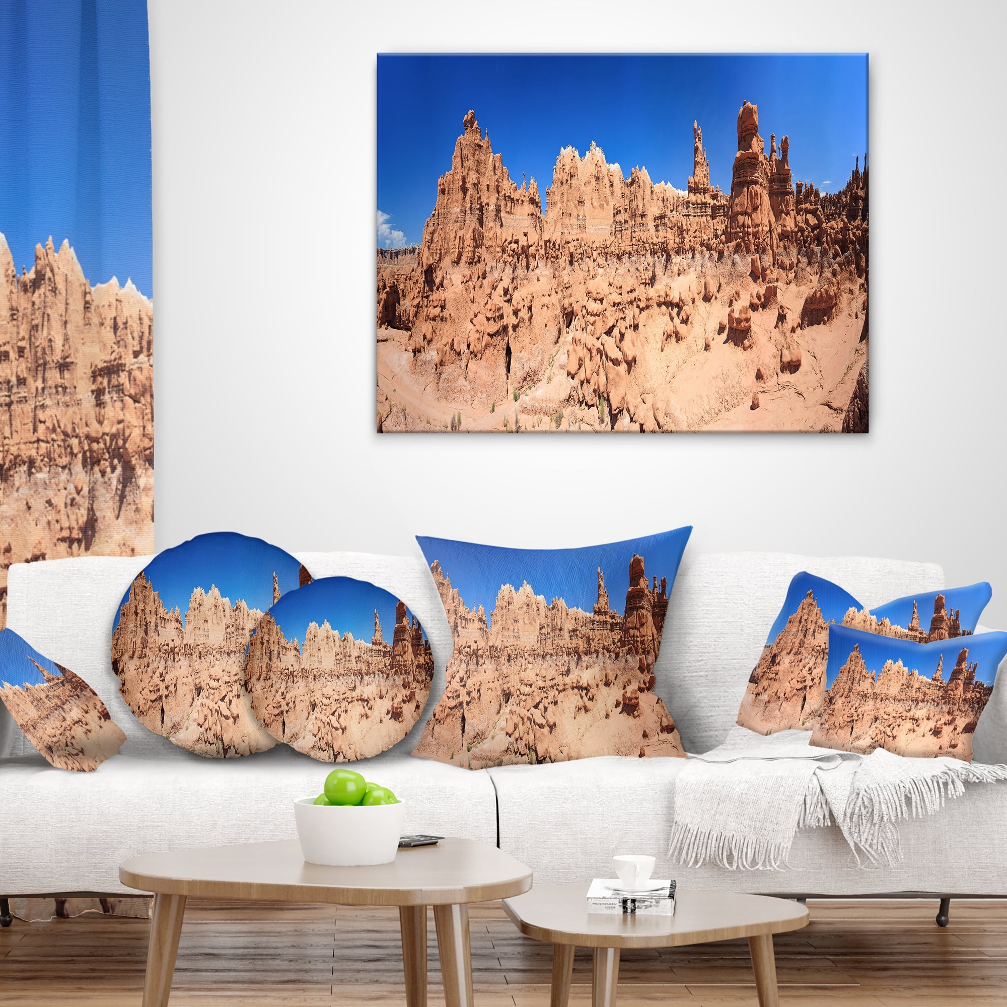 Designart Hoodoo Rock Pinnacles in Goblin Valley - Landscape Printed Throw Pillow - 12x20