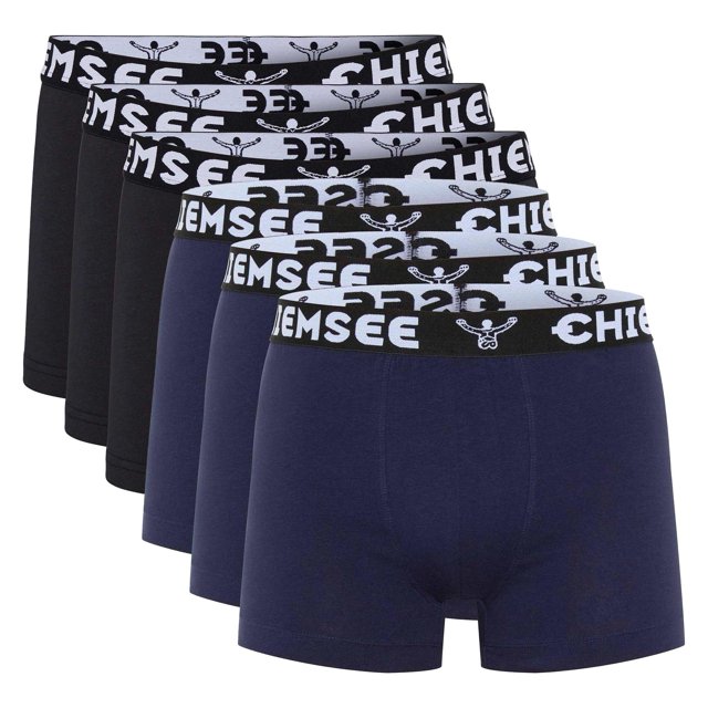 CHIEMSEE Calzoncillos para Hombre, Paquete de 6 - Calzoncillos, Cintura con Logotipo, Color sólido Negro/azul oscuro 3XL (XXX-Large)