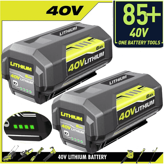 2Pack 6.0Ah 40V OP4040 for Ryobi High Capacity Battery Compatible with Ryobi 40V Battery OP4050A OP4040A1 Cordless Tools