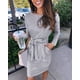 thumbnail image 2 of Vestido PRETTYGARDEN Ajustado con Cinturón y Bolsillos Gris Talla M, 2 of 5