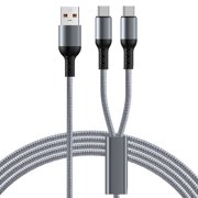 Yammee Double USB C Charger Cable Braided Nylon 66W Fast Charging for Smartphone Tablets