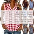 thumbnail image 3 of yardsong Tank Tops for Women Gingham Peter Pan Collar Button Down Shirts V Neck Sleeveless Blouses Summer Business Work Top Wine,XXL, 3 of 8