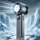 thumbnail image 5 of Ventilador portátil de mano mini con pantalla digital, 100 velocidades de viento ajustables, recargable por USB, función de hielo, mosquetón para viajes al aire libre y senderismo., 5 of 6