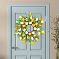 thumbnail image 6 of Front Door Wreath, Artificial Wreath Flower Wreath Garland with Green Leaves, for Bedroom Decor - Yellow White 40cm, 6 of 8
