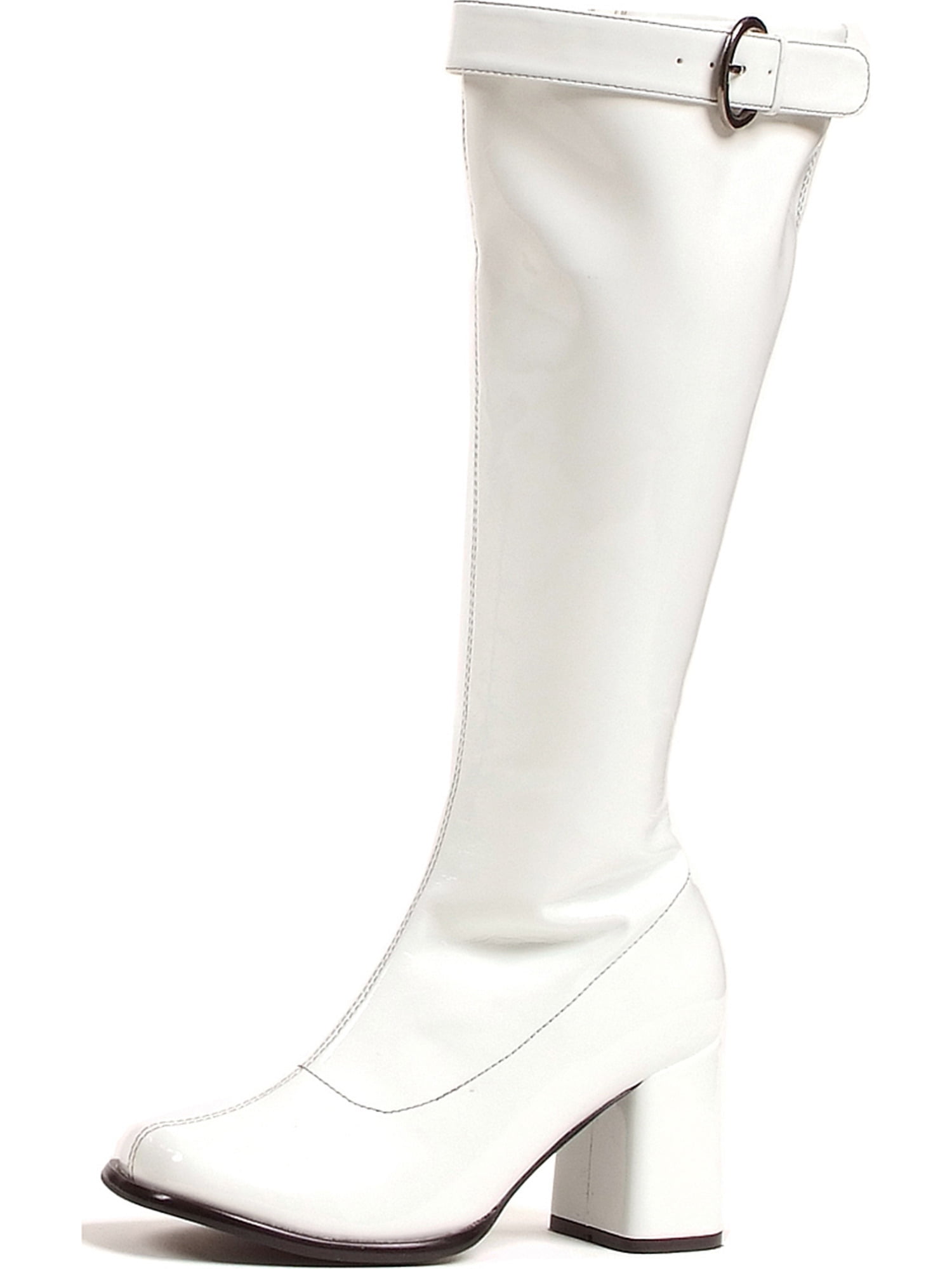 Womens White Go Go Boots Buckle Strap 3 