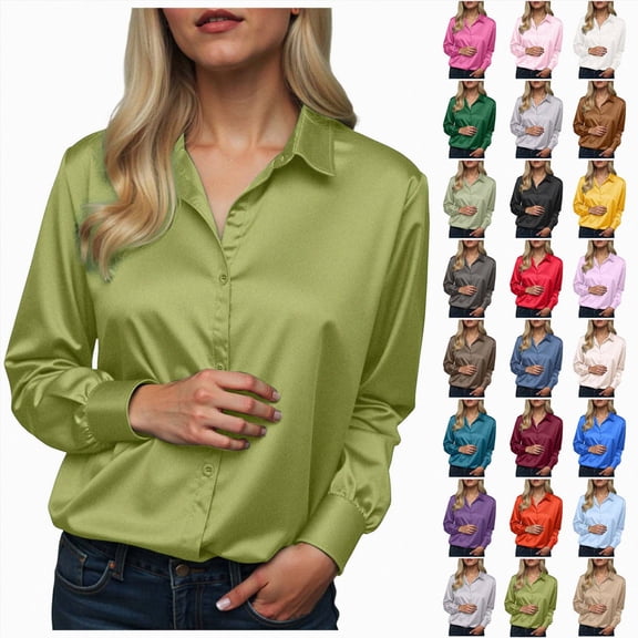 Mnuaqn Womens Dress Shirts Long Sleeve Button Down Shirt Wrinkle-Free Business Casual Blouse Office Work Tops (Dark Gray,XL)