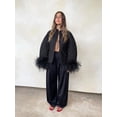 thumbnail image 2 of Elegante abrigo de algodón con cordones y puños de plumas empalmados para mujer, chaqueta acolchada de manga larga con cuello redondo, ropa de calle holgada para mujer, 2024, 2 of 5