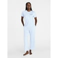 thumbnail image 4 of Joyspun Women's Dreamy Soft Collection Short Sleeve Sleep Top and Open Leg Pants Pajama Set, 2-Piece, Sizes XS-3X, 4 of 6