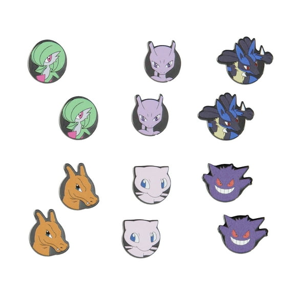 Pokemon Fashion Jewelry Extended Enamel Character Stud 6-pair Earring Set