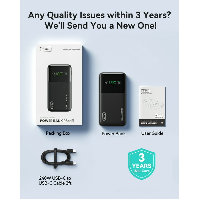 INIU　Power Bank　25000mAh　激速 140W　PSE認証済 INIU 140W 25000mAh Portable Charger, Fast Charging Power