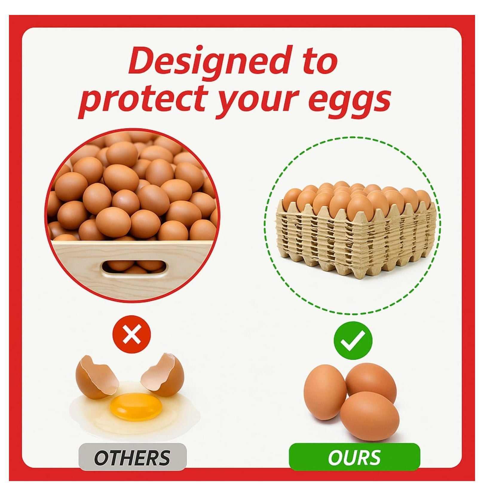 Egg Cartons 130 Pack - 30 Cell Pulp Fiber Flats, Stackable Cardboard Egg Crates for Chicken Eggs, Farm Fresh Storage & Transport