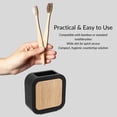 thumbnail image 4 of Modern Toothbrush Holder Black Rubber and Bamboo, 4 of 8