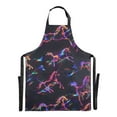 thumbnail image 2 of Kitchen Apron with 2 Pockets Adjustable waterproof Cooking Aprons for Women Men Chef Neon Running Horses, 2 of 7