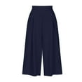 thumbnail image 3 of BLVB Women's Baggy Wide Leg Palazzo Capris Pull on Solid Color Summer Beach Cropped Culottes Pants Pocketed, 3 of 5