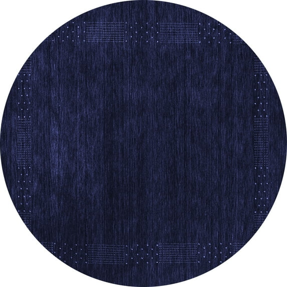 Ahgly Company Indoor Round Abstract Blue Contemporary Area Rugs, 3' Round