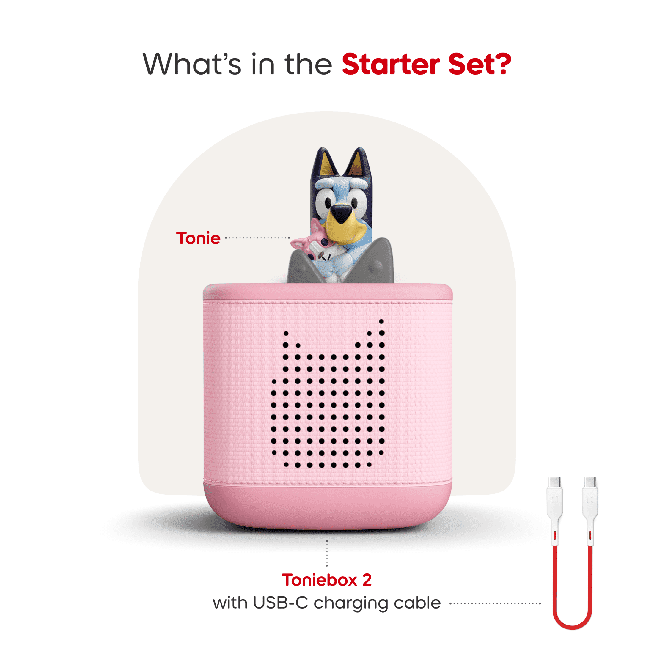 tonies Bluey Toniebox 2 Starter Set - Cloud Pink, Age Group 3+