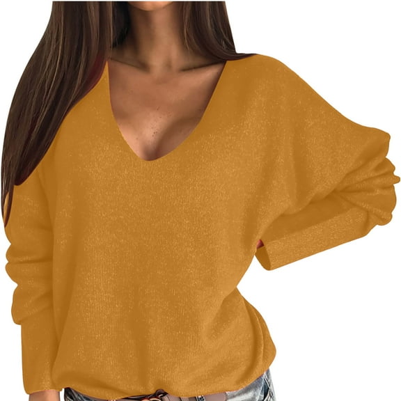 Vintage Sweater Round Neck Long Sleeve Solid Color Casual Loose Fit Pullover Knit Tops Women Fall Outfits