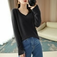 thumbnail image 2 of Arlun Elegant Sweaters for Women Trendy Casual Loose Fit Soft Sweater Ladies V-Neck Long Sleeve Solid Color Basic Tops 2025 Fall Winter Base Layer Pullovers Black M, 2 of 3