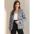 thumbnail image 2 of DARING DIVA Women's Boyfriend Notched Lapel One Button Blazer Suit Plaid Blazer Jacket M Grey, 2 of 6
