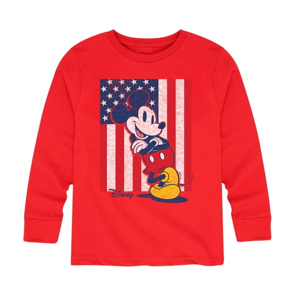 Disney - Americana - Mickey Vertical American Flag - Toddler And Youth Long Sleeve Graphic T-Shirt