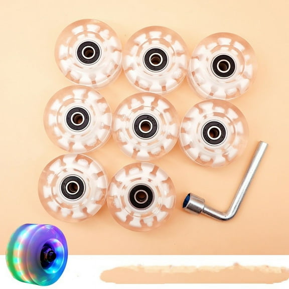 8PCS Luminous Roller Skate Wheels Outdoor Light up Roller Skate Wheels with Bearings Quad for Double Row Skating and Skateboard