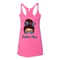 thumbnail image 3 of Autism Awareness Mom Life Messy Hair Bun | Cool Support Neon Print Bandana Mother's Day Tri-Blend Racerback Tank Top, Vintage Pink, Large, 3 of 5