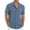 01-Blue, variant on Iceglad Men's Casual Button Down Shirts Short Sleeve Shirts Vacation Beach Summer Hollow Out Tops